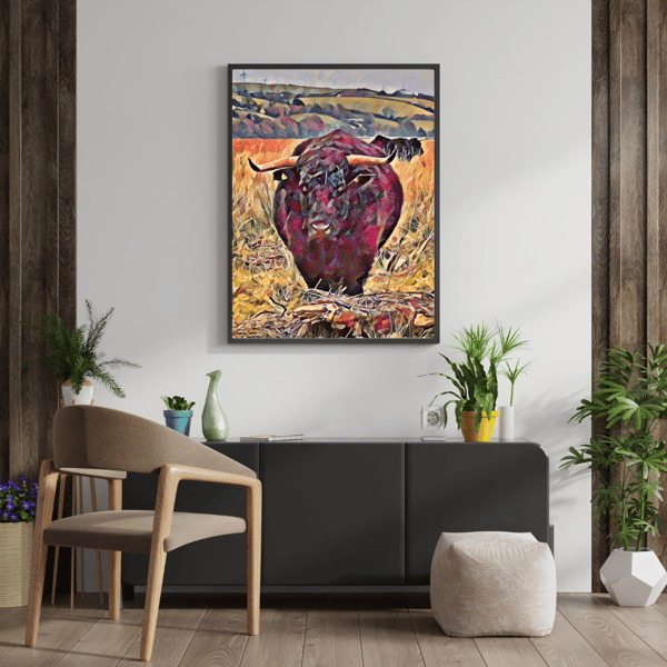 Welsh Black Bull  Photograph - Funky Wall Art Animal Print