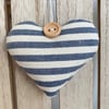 SALE ITEM - BLUE-GREY STRIPED HEART - lavender