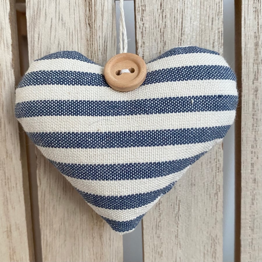 SALE ITEM - BLUE-GREY STRIPED HEART - lavender