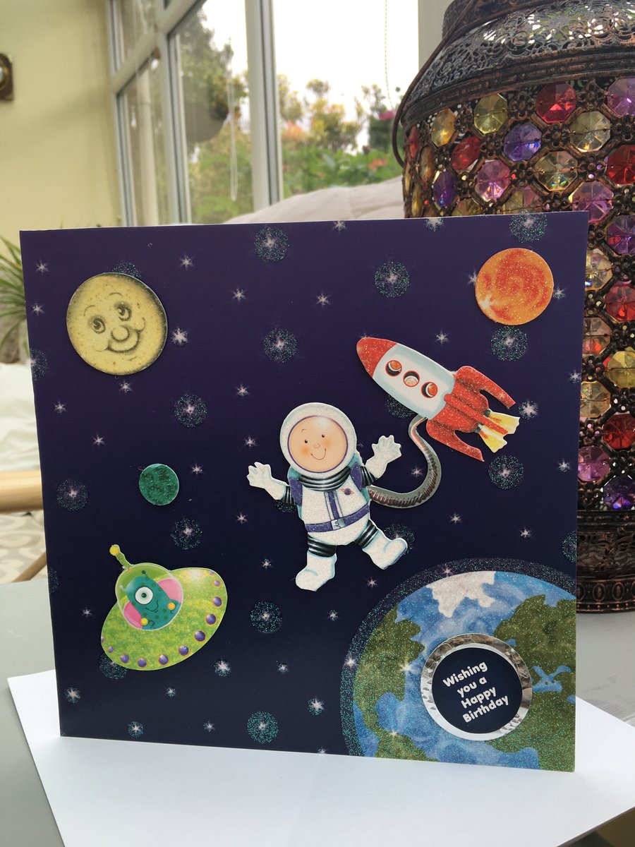 Spaceman adventure birthday card.
