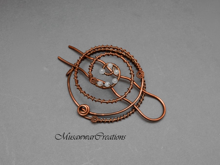 Handmade Copper Hair Bun Cage,Copper Wire Hair Slide ,Boho Hair Bun Accessory