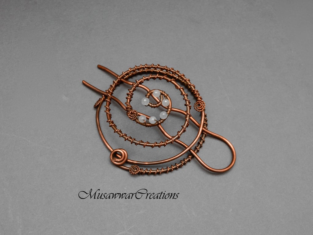Handmade Copper Hair Bun Cage,Copper Wire Hair Slide ,Boho Hair Bun Accessory