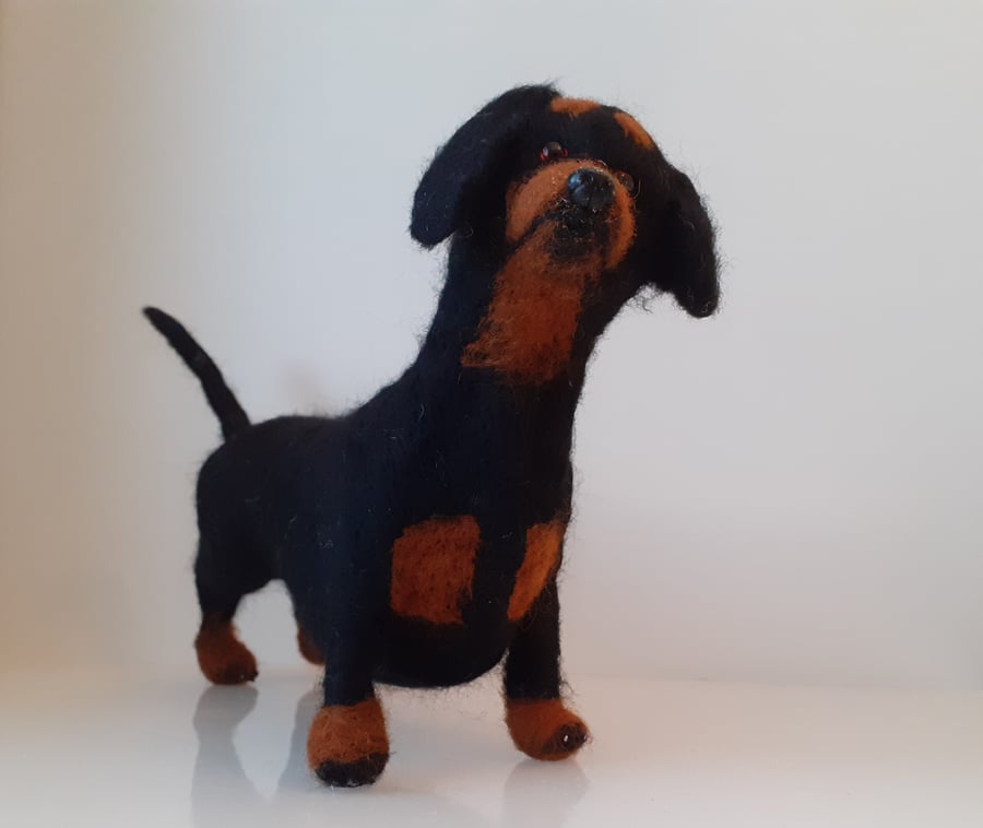 Daschund dog,pet ooak,collectable needle felted wool sculpture 