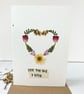 Handmade Real Pressed Flower Heart, Anniversary, Birthday Card  - Image 6