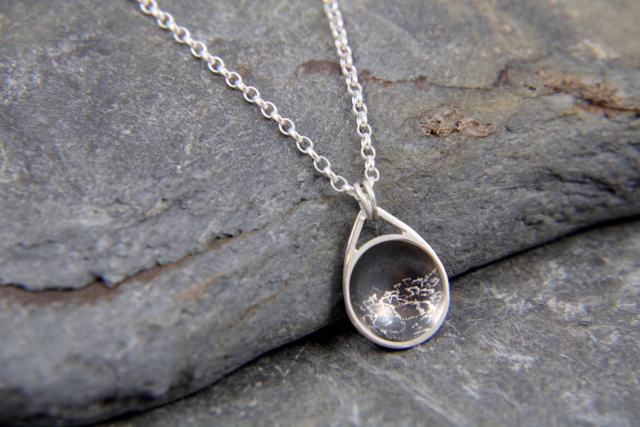 Stormy Seas Oxidised Sterling Silver Charm Pendant 