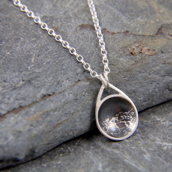 Stormy Seas Oxidised Sterling Silver Charm Pendant 