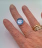 A Blue Dragons Eye Cabochon Adjustable Ring, Gift for Her, Dragons Eye Ring - Image 2