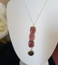 Strawberry quartz pendant sterling silver 18 inch necklace 