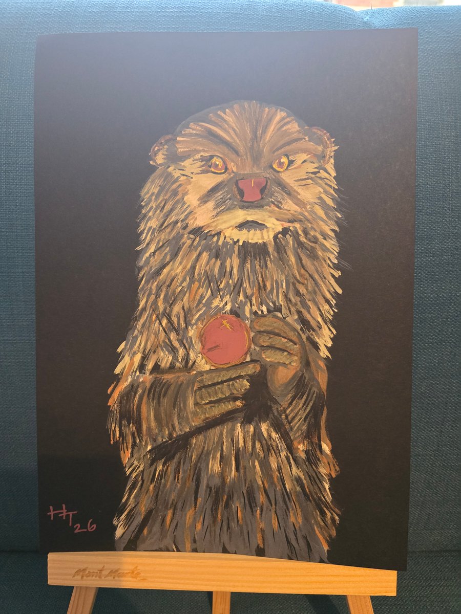 Otterly conkers - abstract painting on A4 paper