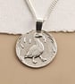 Goose Engraved Sterling Silver Coin Necklace