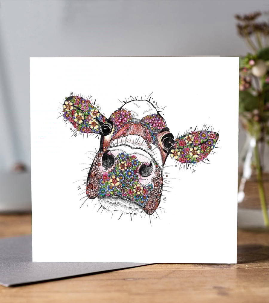 Primrose the Cow Greeting card 