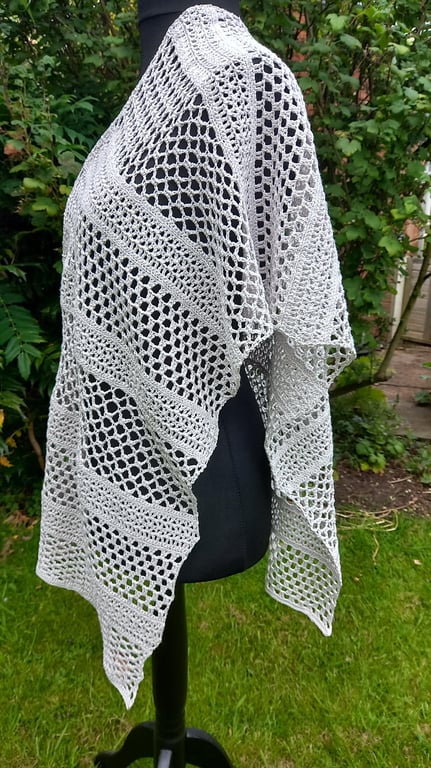 Handmade Crocheted Cotton Shawl, Lightweight Summer Wrap