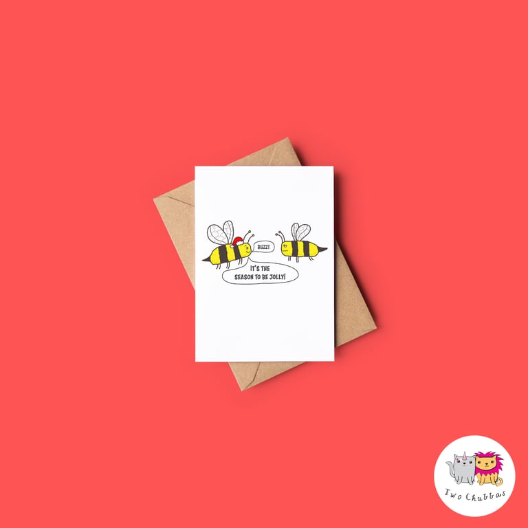 Bee Christmas Card, A6 Christmas Card, Cute Animal Christmas Card