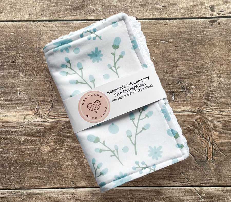 Handmade 2 Pk Face Wipes, Face Cloths, Face Flannels, Eco-Friendly Wipes-FCW35