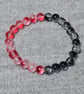 Frosted-Red-Gold & Black-Clear Crackle Glass Bead Elastic Half and Half Bracelet - Image 1