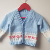 Age 1-2 years pale blue cardigan with red hearts