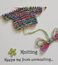 Multicoloured "Knitting keeps me from unravelling" Framed Picture Size 25cm x 25 - Image 3