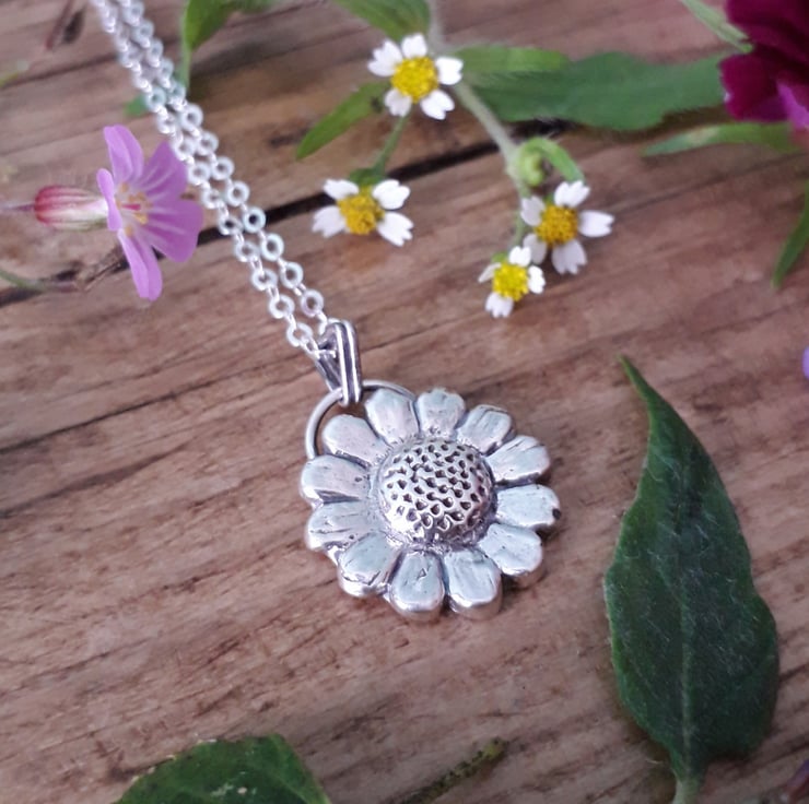Summer Flower Daisy Silver Necklace No