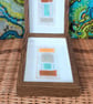 Colourful Combinations Orange Teal Grey Handstitched Geometric Art Pictures - Image 5