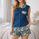 Women's pyjama set William Morris strawberry thief cotton shorts pyjama set