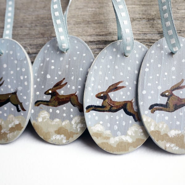 Painted Hare Hanging Decorations