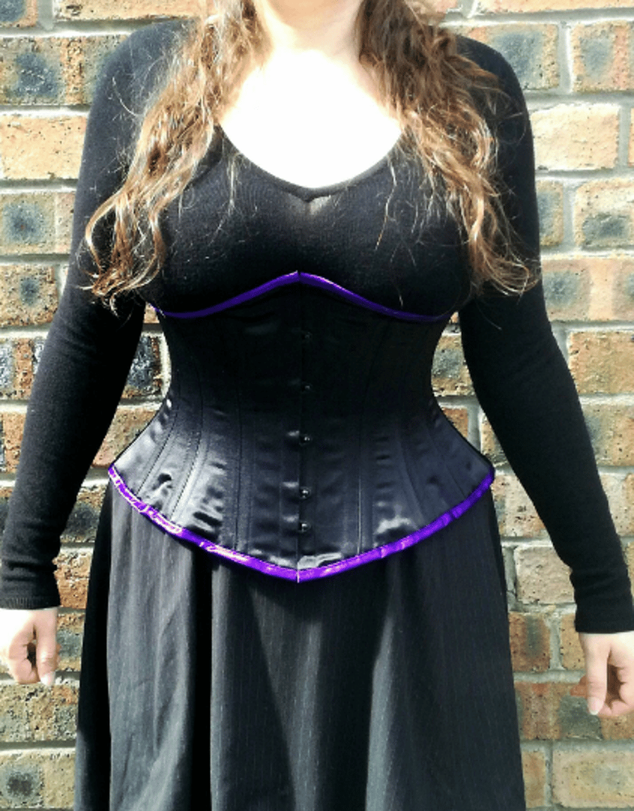 Hand made 28" (71cm) underbust black steel boned corset