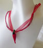 Red Ribbon & Cord Adjustable Necklace with Lampwork Glass Hot Chilli Pepper