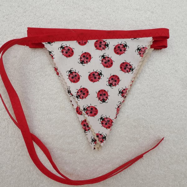  Bunting. Ladybirds. 3.5 m in length and 12 flags. Lined. Red Bias