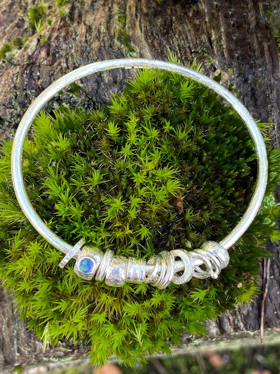 Silver and opal bangle  No Worries Bangle