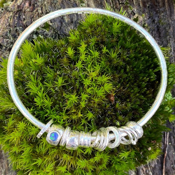 Silver and opal bangle  No Worries Bangle