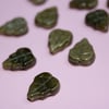 10pcs - brown glass leaves