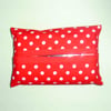 Pocket tissue holder - red and white spot fabric