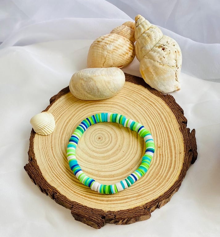 Lagoon Green Clay Beaded Bracelet