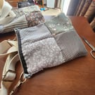 Grey crossbody bag, hand sewn