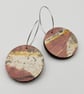 Pink, White, Grey and Yellow hand printed earrings - Image 7