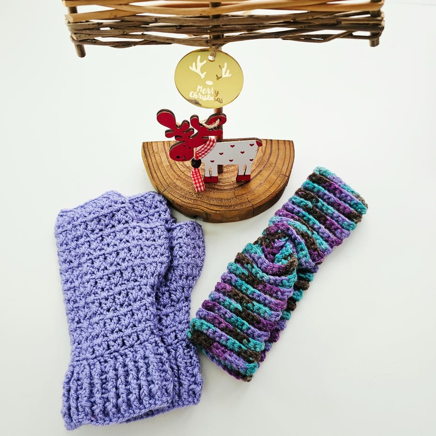 Gift Set - Lilac Hiking Mitts & Purple Ear Warmer