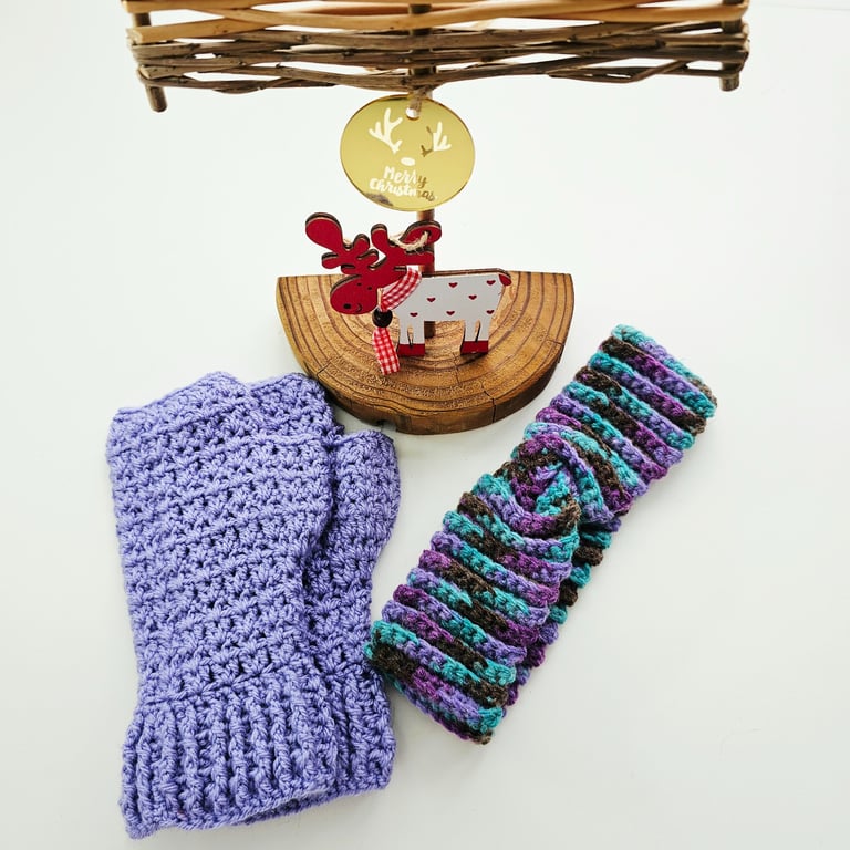 Gift Set - Lilac Hiking Mitts & Purple Ear Warmer