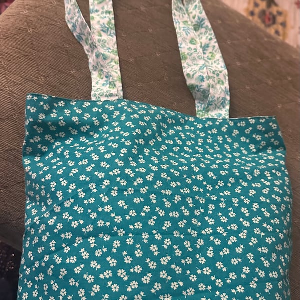 Teal, Floral Tote Bag