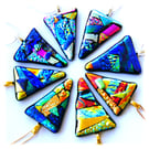 Patchwork Triangle Dichroic Fused Glass Pendant Colour choice