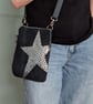 Denim Bag Zipped Mini Cross Body Jeans Bag with Silver Sequin Star  - Image 8