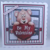Valentines Day Greeting Card, cute bear holding heart,3D, Decoupage,Personalise