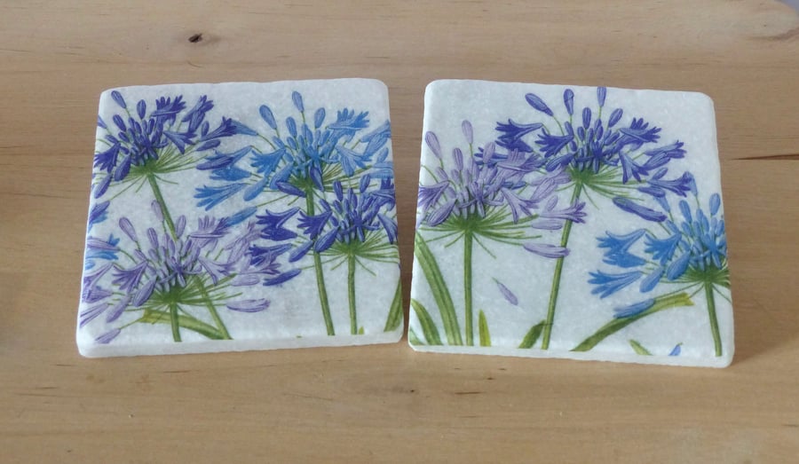 Marble 'Agapanthus' Coasters