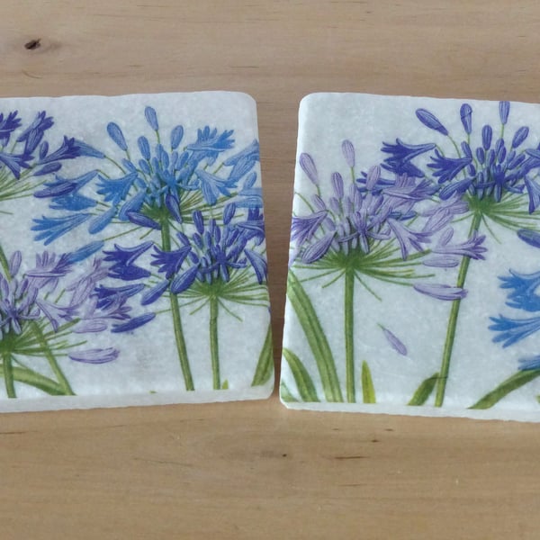 Marble 'Agapanthus' Coasters