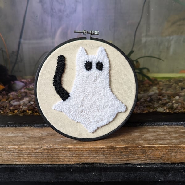 Ghost Cat Halloween wall hanging 