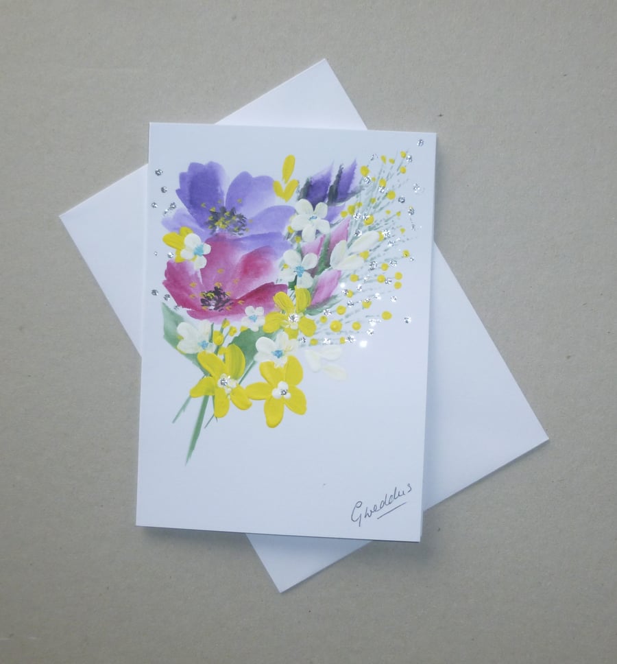 hand painted original art blank greetings card ( FA604 S1 )
