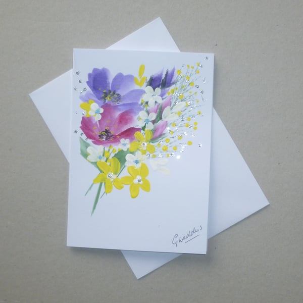 hand painted original art blank greetings card ( FA604 S1 )
