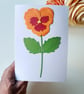 Orange Red Pansy - Flower Shop Moments, Blank Handmade Floral Card 
