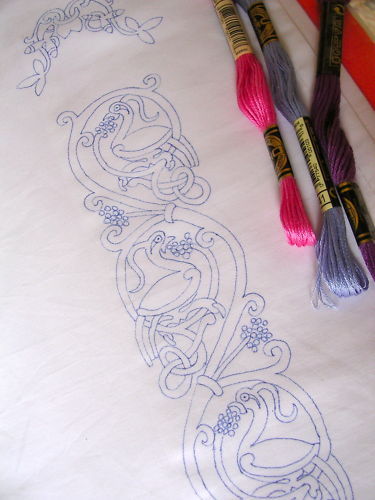 Ready to Embroider Pillow Cases, with Unique Embroidery Celtic Design Pattern