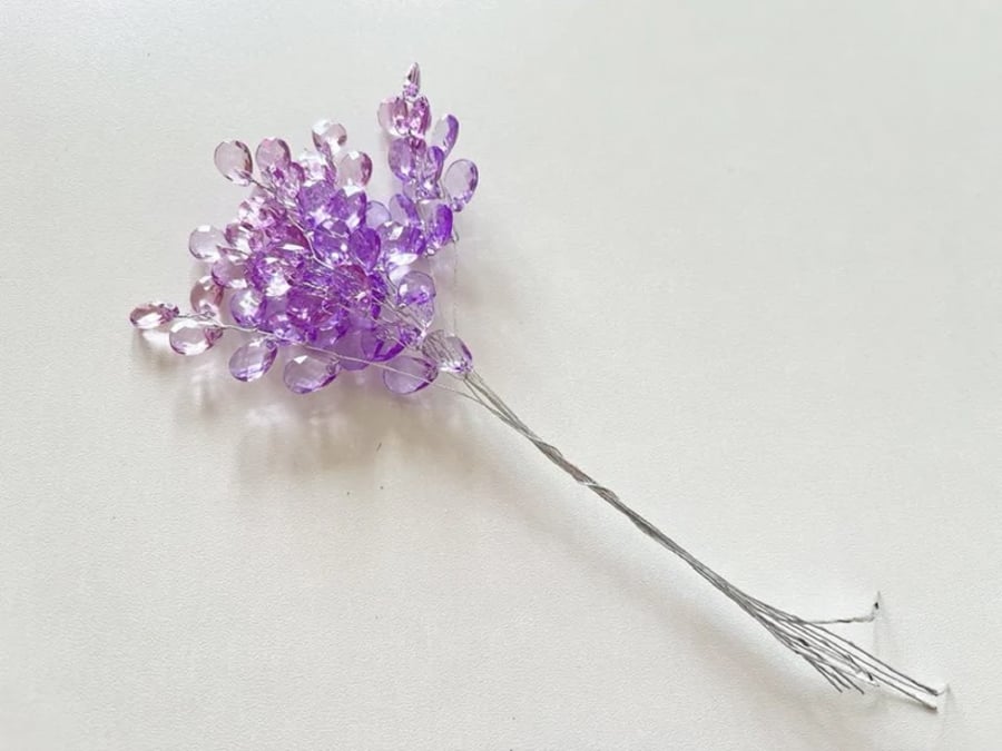 FS21S (mixed purple) 10 Stems Handmade Crystal Bead Leaf Sprays