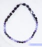 Swarovski and Hematite stretch beaded bracelet purple black - Image 3